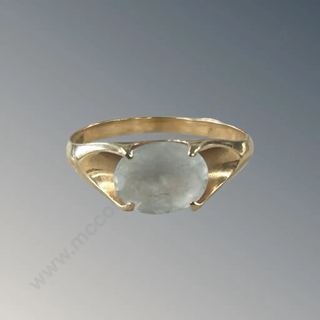 14ct Gold Milky Quartz Ring, Size P, TW2.82gms Image 1++