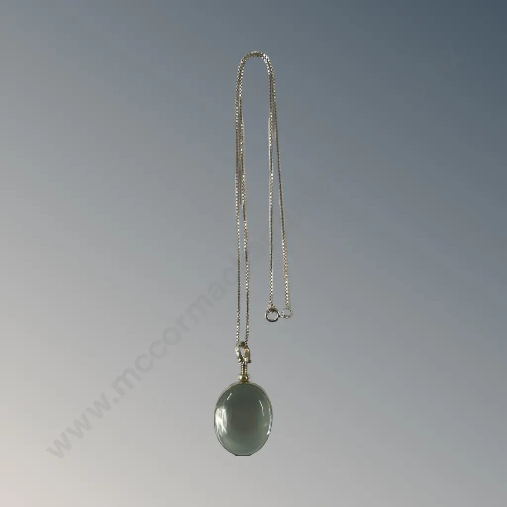 Sterling Silver and Crystal Locket on S/S Chain, L45cm, TW16gms Image 1++