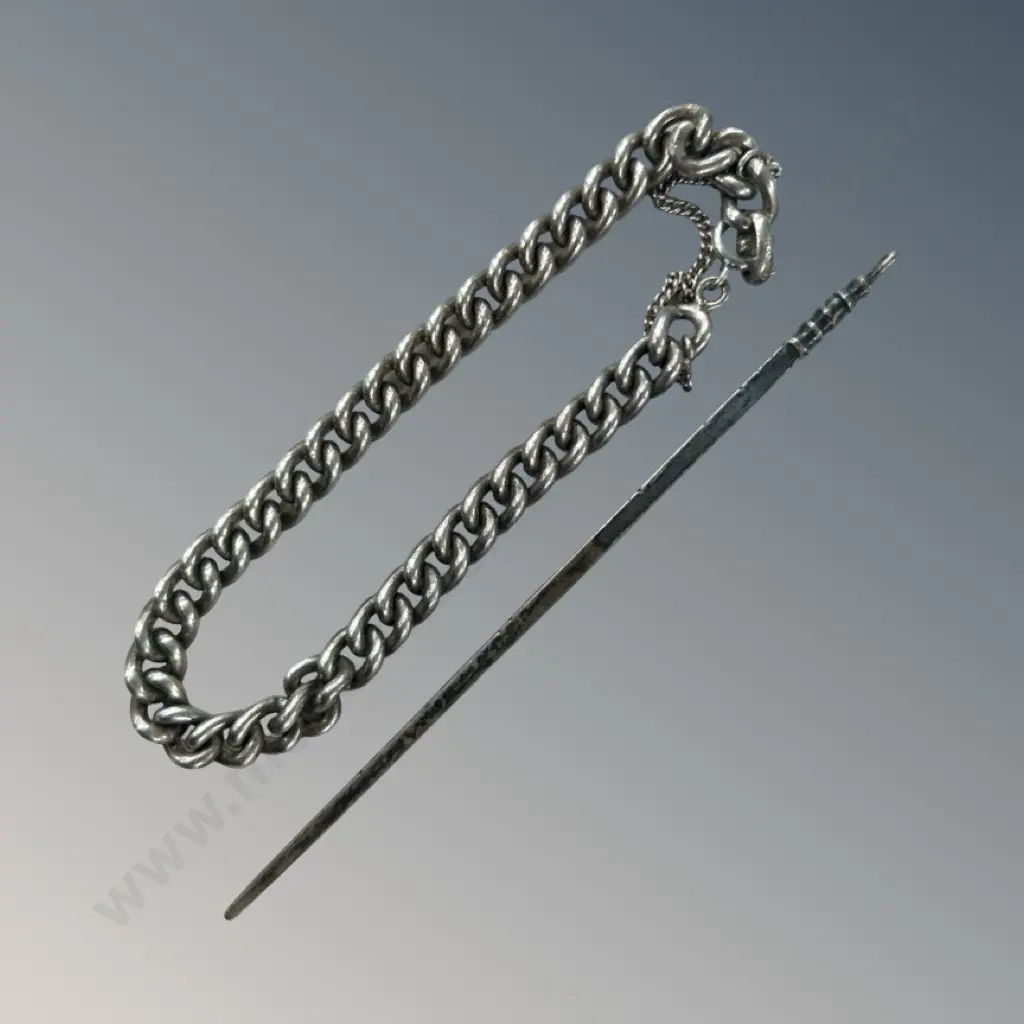 .835 Silver Hair Pin and Bracelet, TW25gms Image 1++