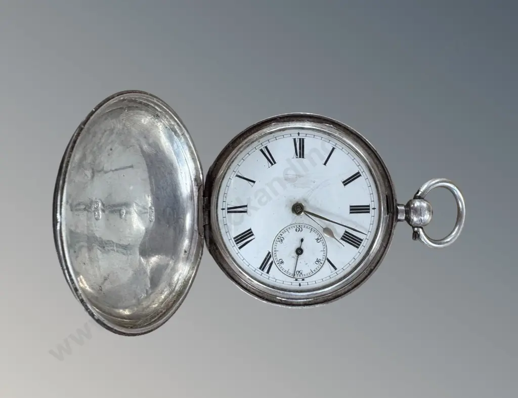 Sterling Silver Hunter Pocket Watch TW127gms Image 1++