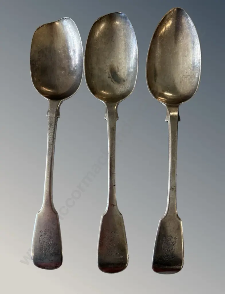 Three Sterling Silver Spoons with Crest, TW226gms Image 1++
