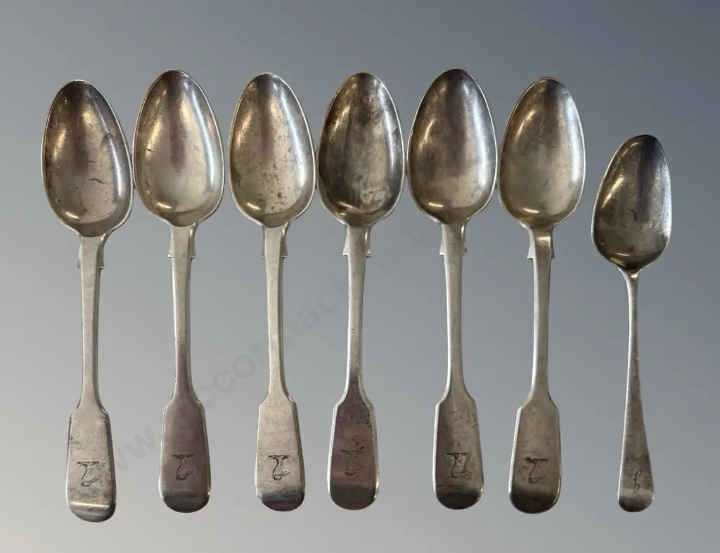 Seven Sterling Silver Spoons, TW202gms Image 1++