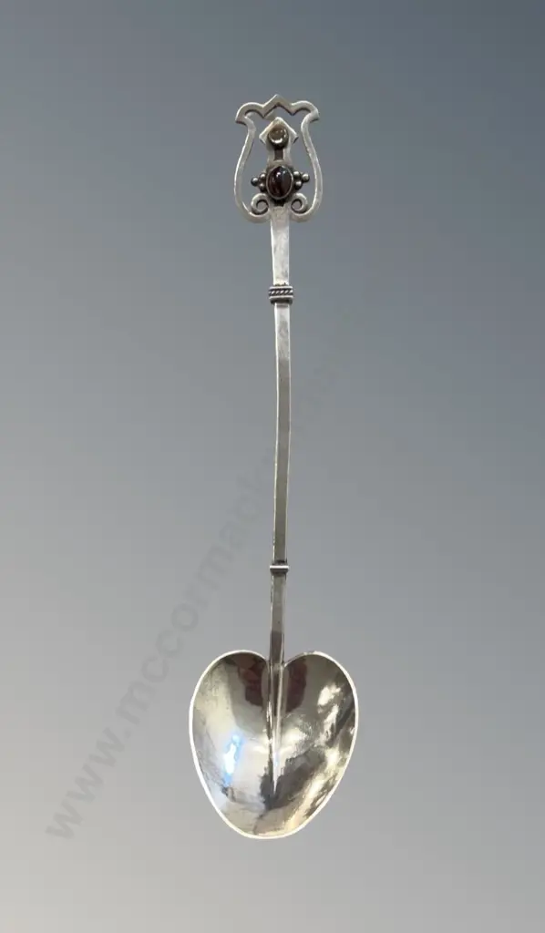 Art Nouveau Sterling Silver Spoon with Garnet and Citrine Handle, L17.5cm, TW28gms Image 1++