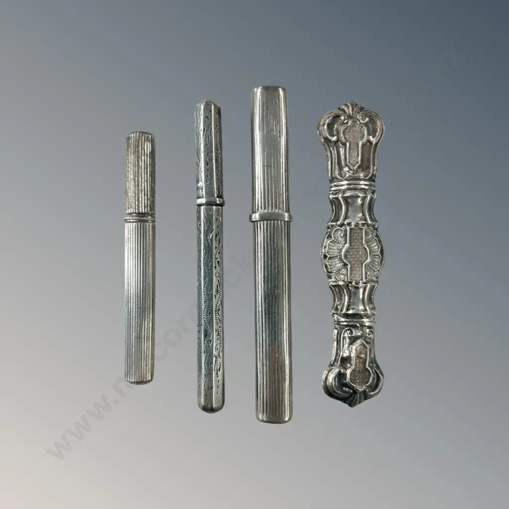 .835 Silver Needle Cases (4) TW37gms Image 1++