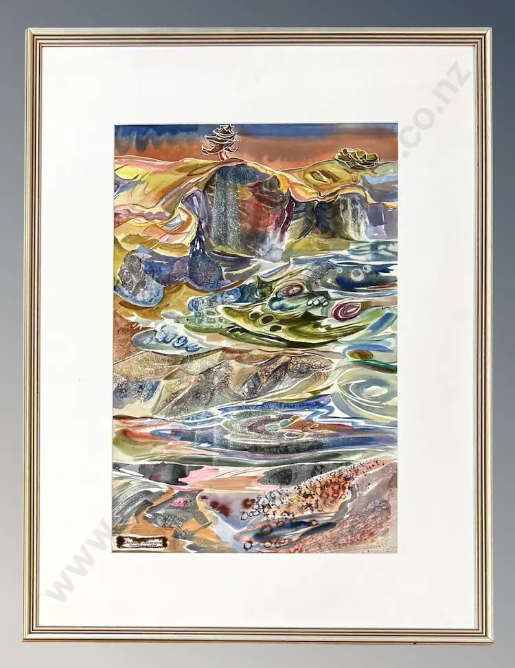 Barbara Blakemore Fowler - Birdlings Flat, watercolour on paper, 540x360mm Image 1++
