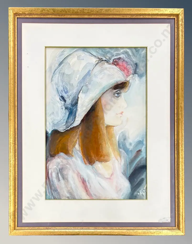 Ola Swolf - Portrait of a Young Girl, watercolour on paper, 540x360mm Image 1++
