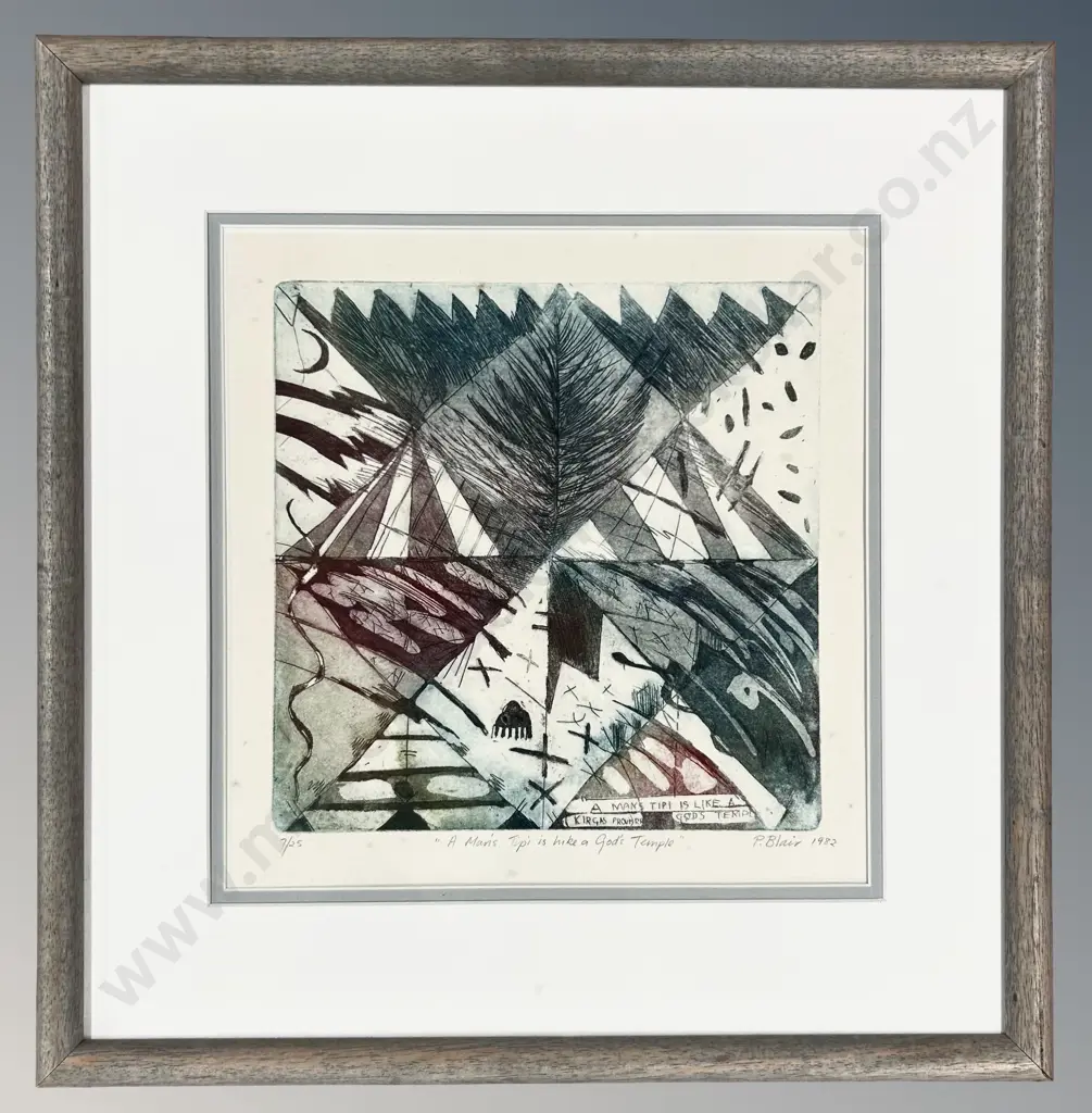 Philippa Blair - A Man's Tipi is Like Gods Temple, screenprint on paper 7/25, 1982, 290x285mm Image 1++