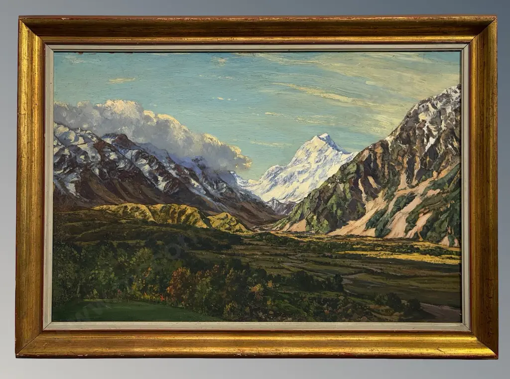 Attrib. Leonard Mitchell - Mount Cook Landscape, oil on board, 500x750mm Image 1++