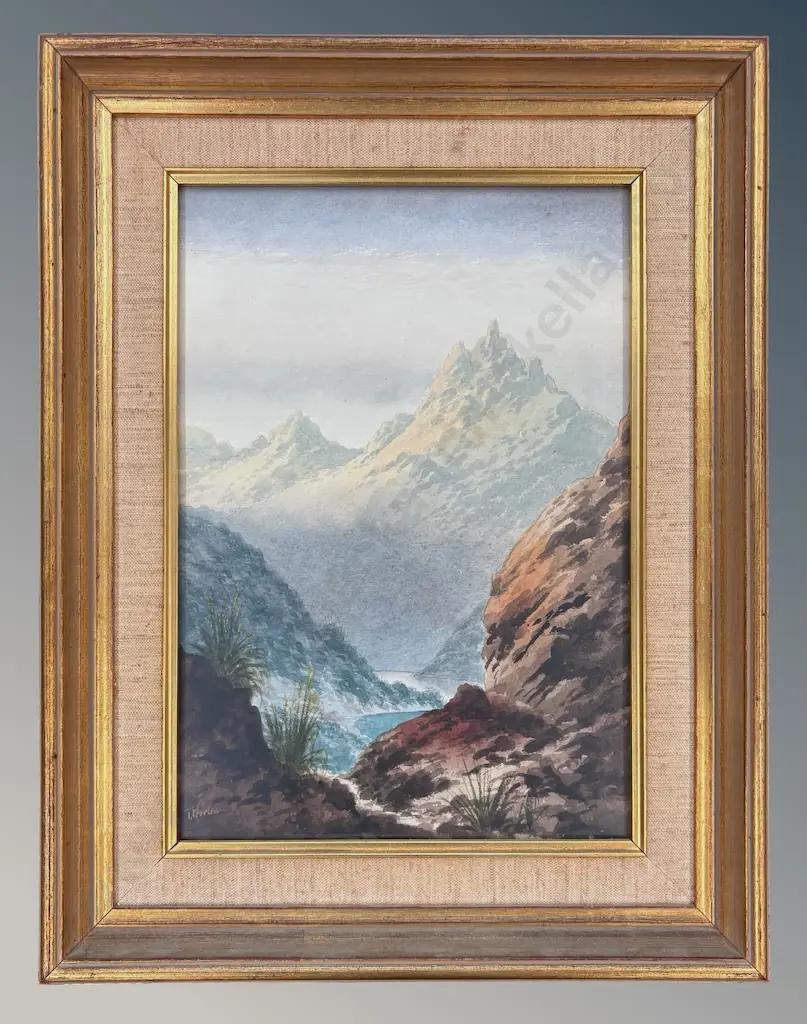 T Peerless - Lake Te Anau, watercolour on paper, 210x210mm Image 1++