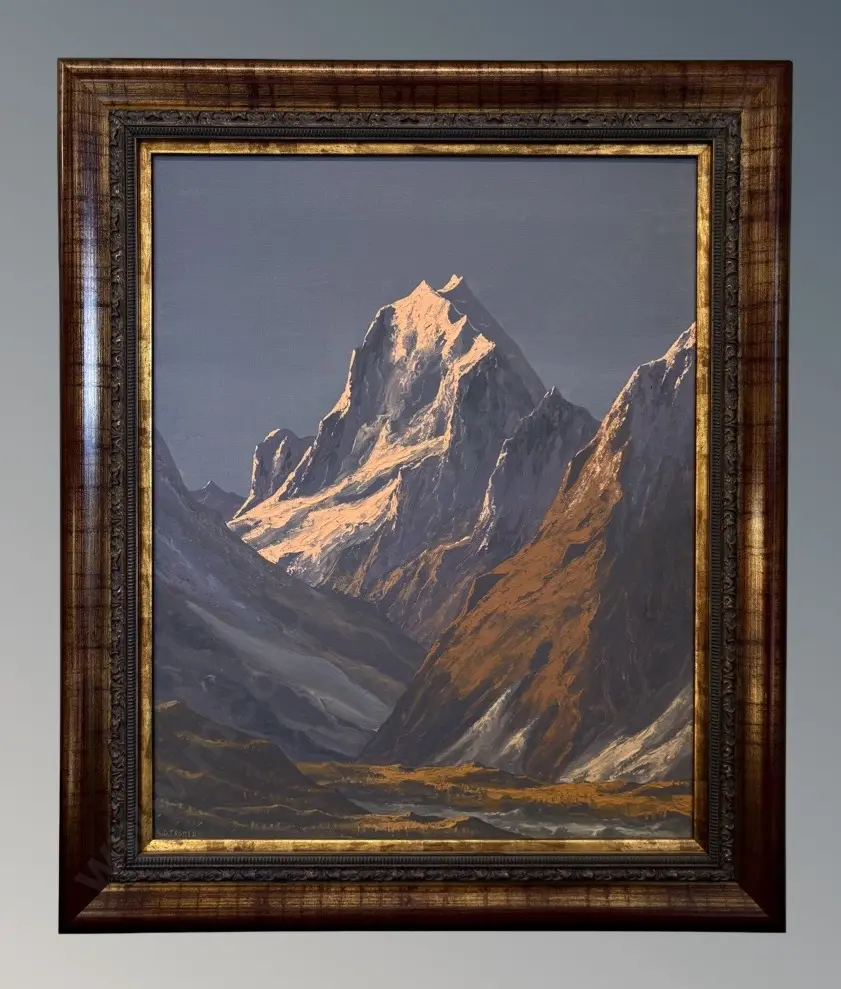 A D Trotter - Mount Cook from Hooker Valley, oil on board, 750x595mm Image 1++