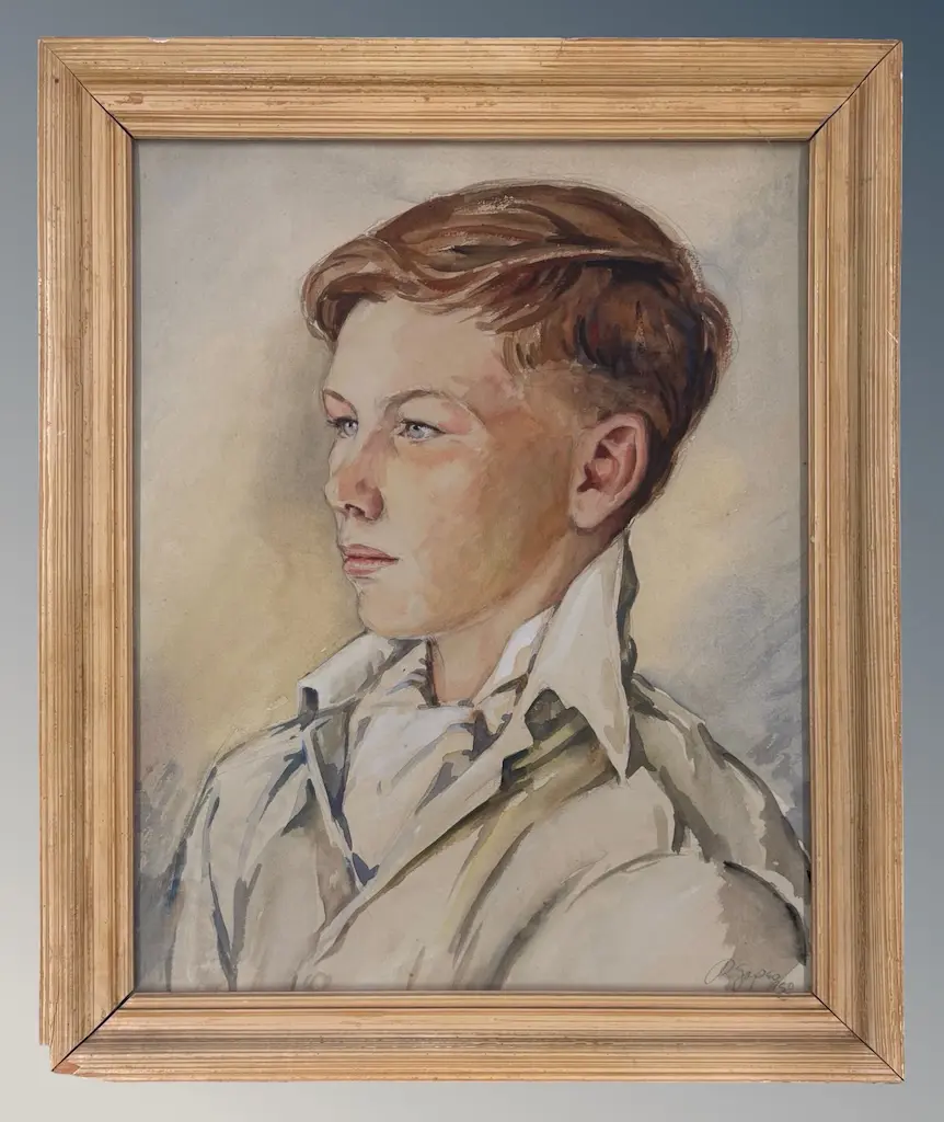 Rudi Gopas - Portrait of a Young Boy, watercolour on paper, 435x345mm Image 1++