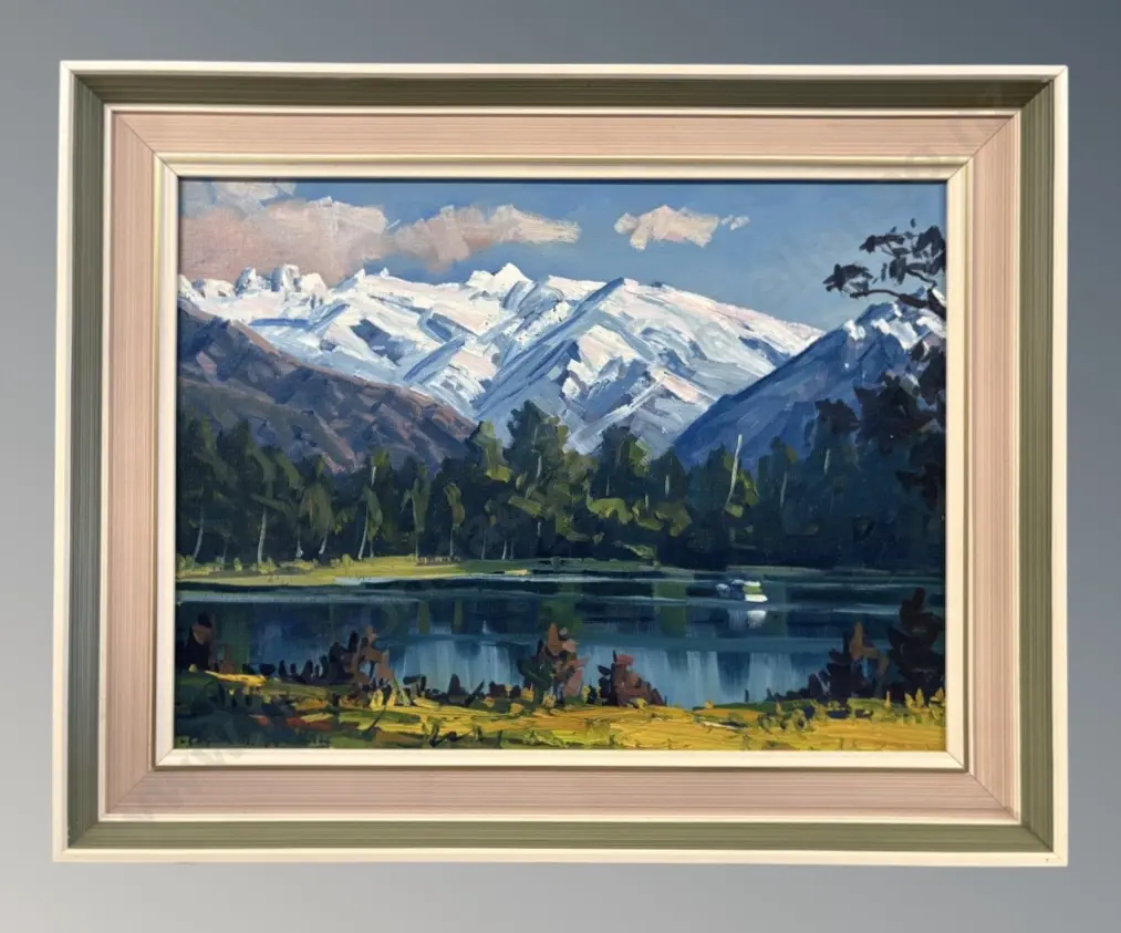 Malcolm Wallace - West Coast Lake, oil on board, 295x395mm Image 1++