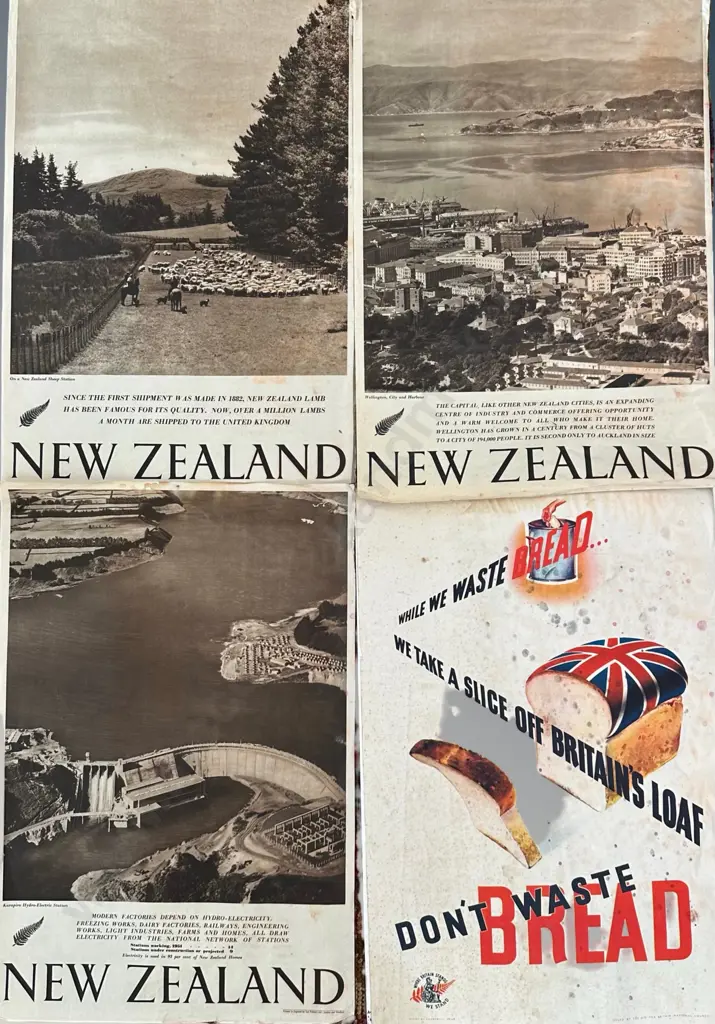 Advertising Posters of Early New Zealand Scenes and British Bread Poster Image 1++