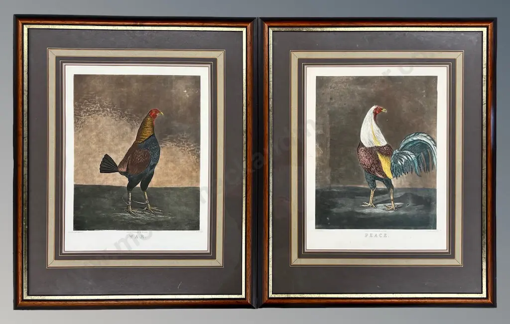 Engraved by C. Turner after B Marshall (2), Birds - War & Peace, work on paper, 530x410mm Image 1++