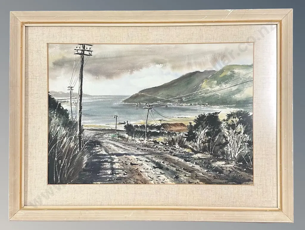 J K Reid - Pipikareia Rd, watercolour on paper, 370x535mm Image 1++