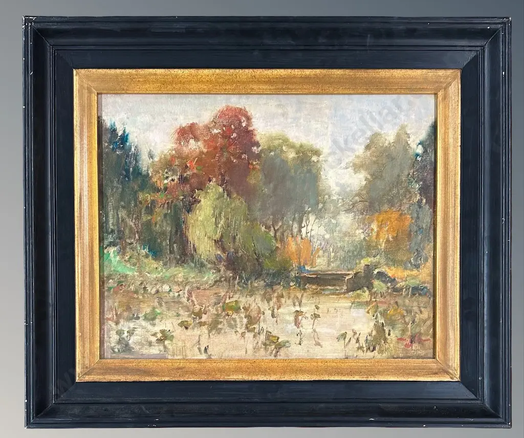 Signed lower right - Autumn Treescape, oil on board, 800x480mm Image 1++
