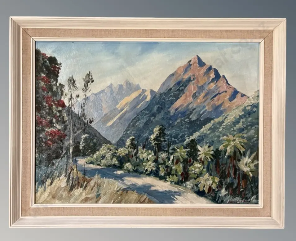 Aston Greathead - Mountain and Bush Scene, oil on board, 395x545mm Image 1++