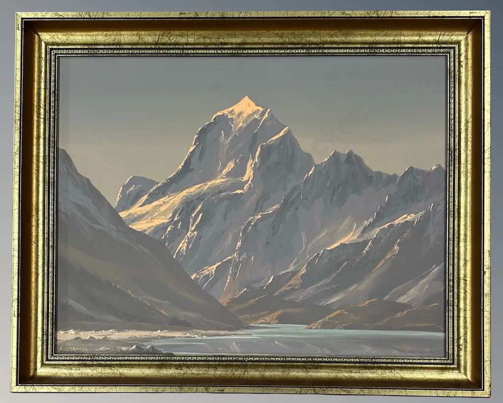 A D Trotter - Early Morning Mount Cook, oil on board, 500x645mm Image 1++