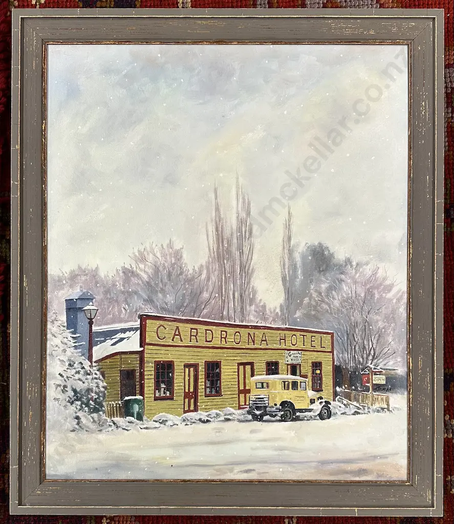 Thomas Brown - Snowing at Cardrona Hotel, oil on canvas, 590x390mm Image 1++