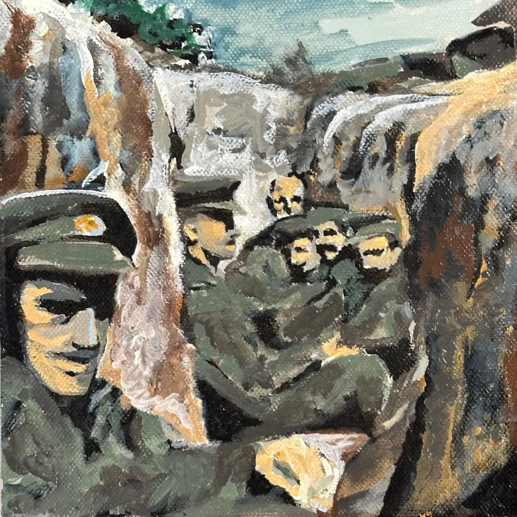 Megan Park - Anzac Boys, oil on canvas, 210x210mm Image 1++