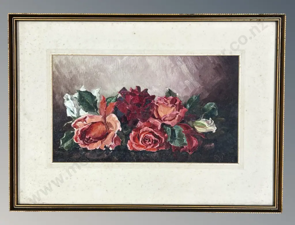 Olga Cox - Roses, oil, 200mm x 350mm Image 1++