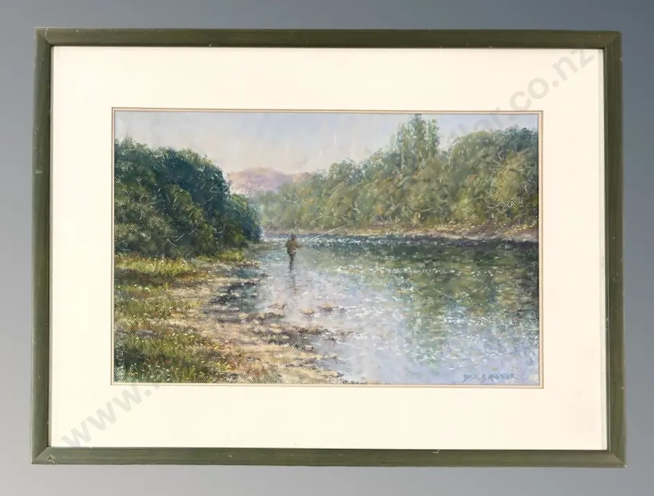 Basil B Register - Manawatu River, 1991, pastel on paper, 310x485mm Image 1++