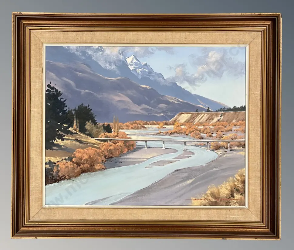 Alan D Cooke - The New Bridge, Lower Shotover, oil on board, 395x495mm Image 1++
