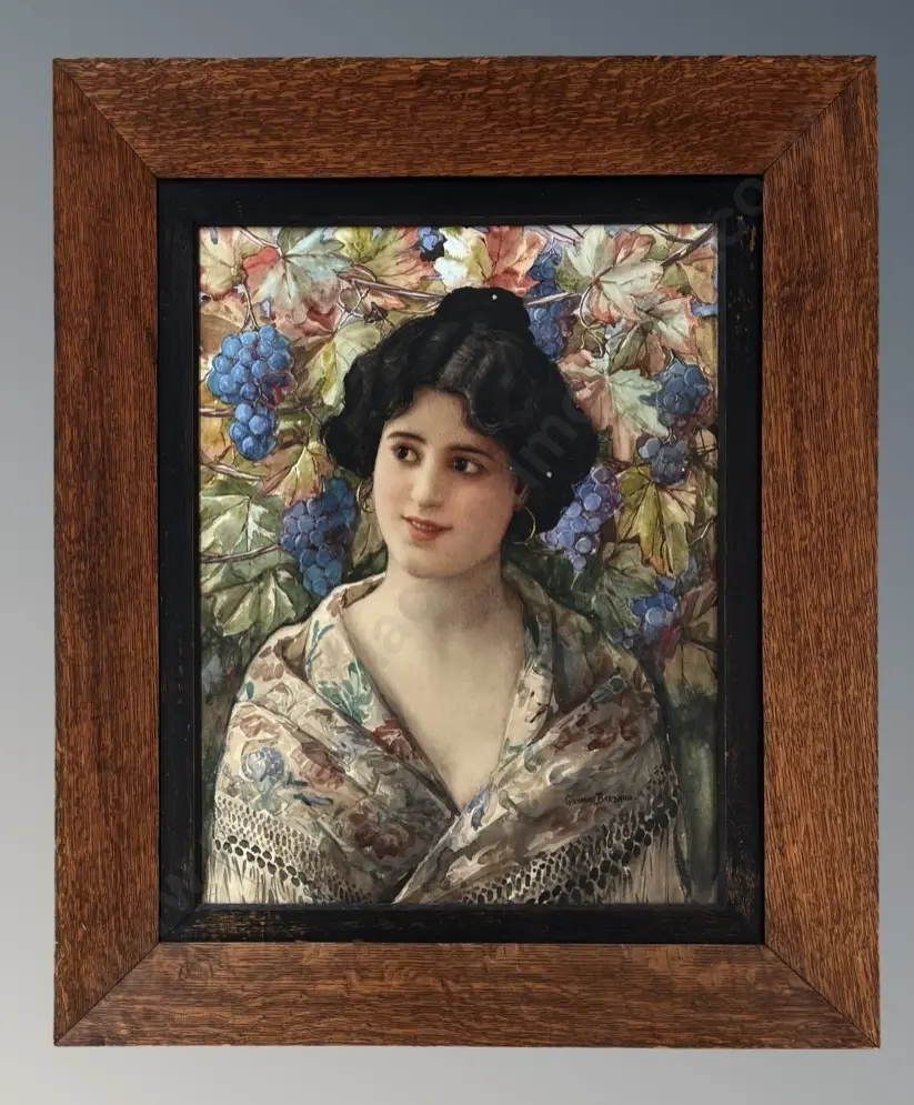 Giovanni Barbaro - Female Study with Grapevine, watercolour on paper, 655x500mm Image 1++