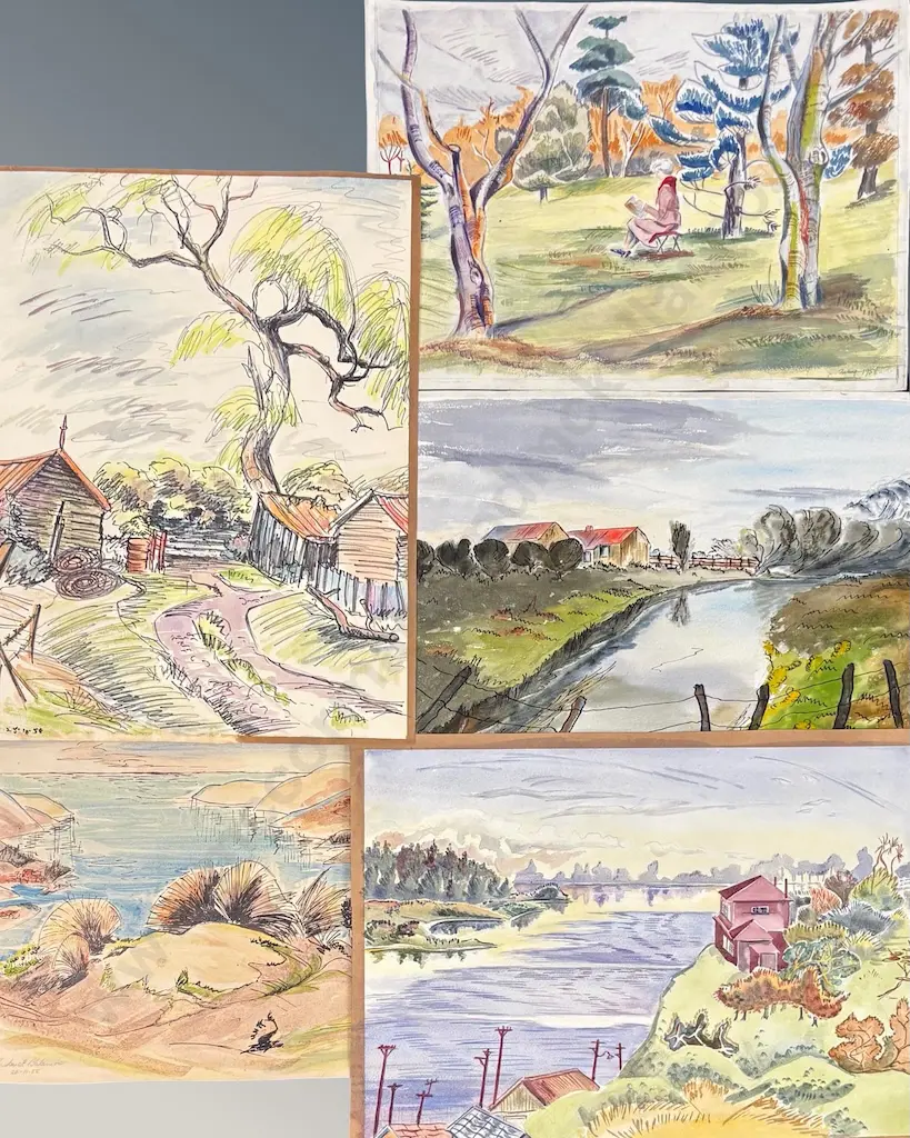 Assortment of Unframed Barbara Blakemore Fowler Paintings - Landscapes Image 1++