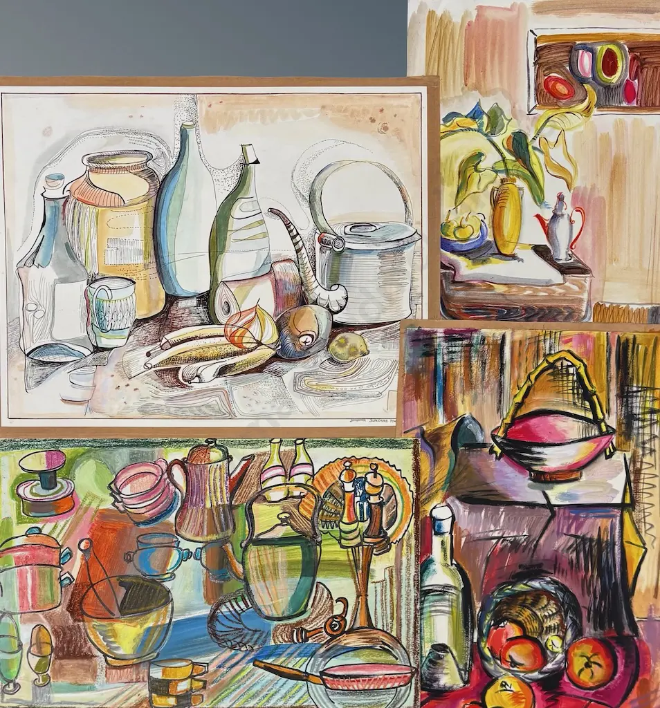 Assortment of Unframed Barbara Blakemore Fowler Paintings - Still Life's Image 1++