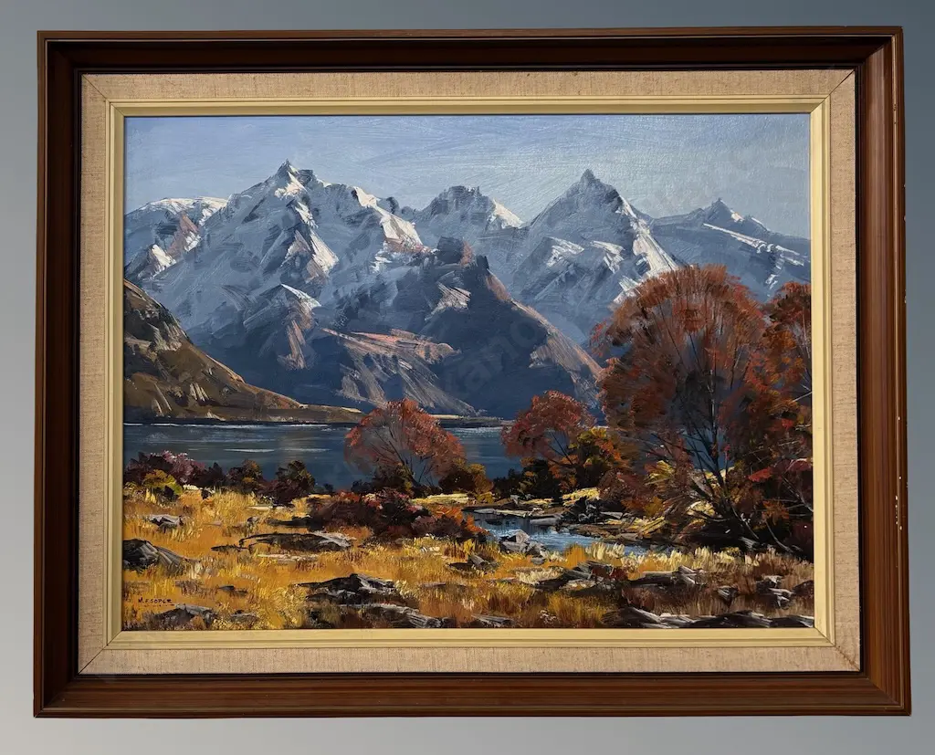 M F Soper - Cecil Peak from Wye Creek, oil on board, 440x590mm Image 1++