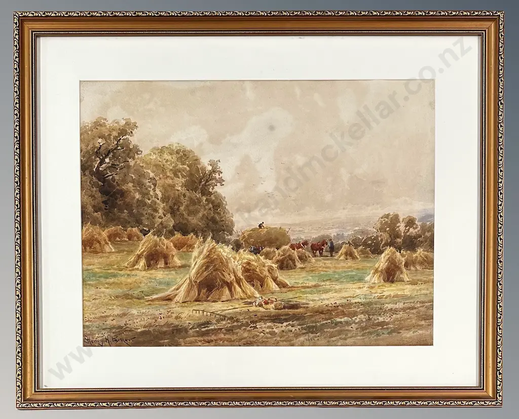Henry H Parker - Haymaking, watercolour on paper, 370x495mm Image 1++