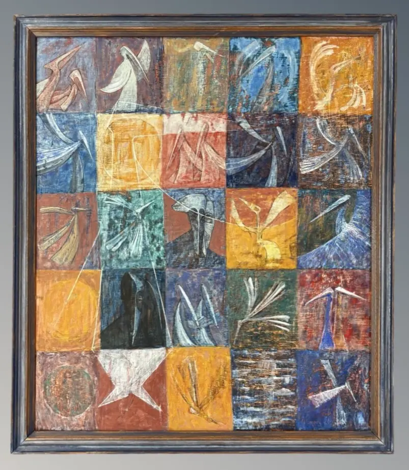 Peter Gregory - Icarus & Daedalus I, encaustic wax on board, 695x590mm Image 1++