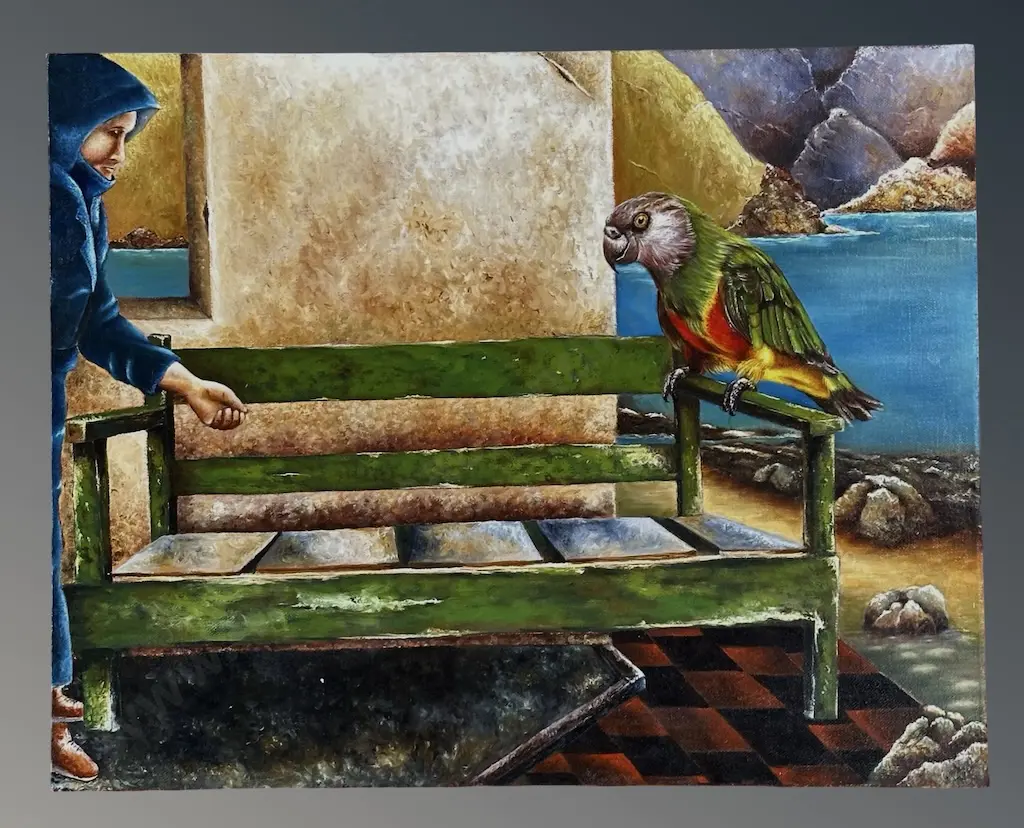 Unsigned - Parrot, oil on canvas, 400x500mm Image 1++