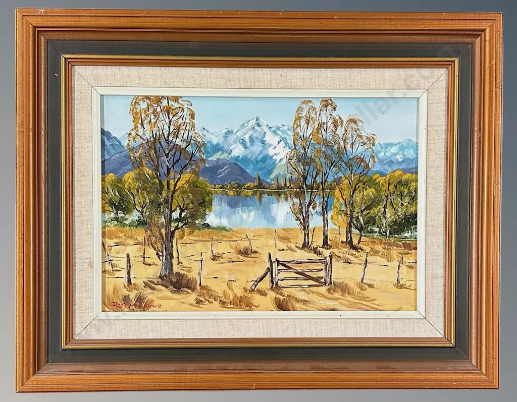 Peter Long - Autumn Lake Scene, oil on board, 260x390mm Image 1++