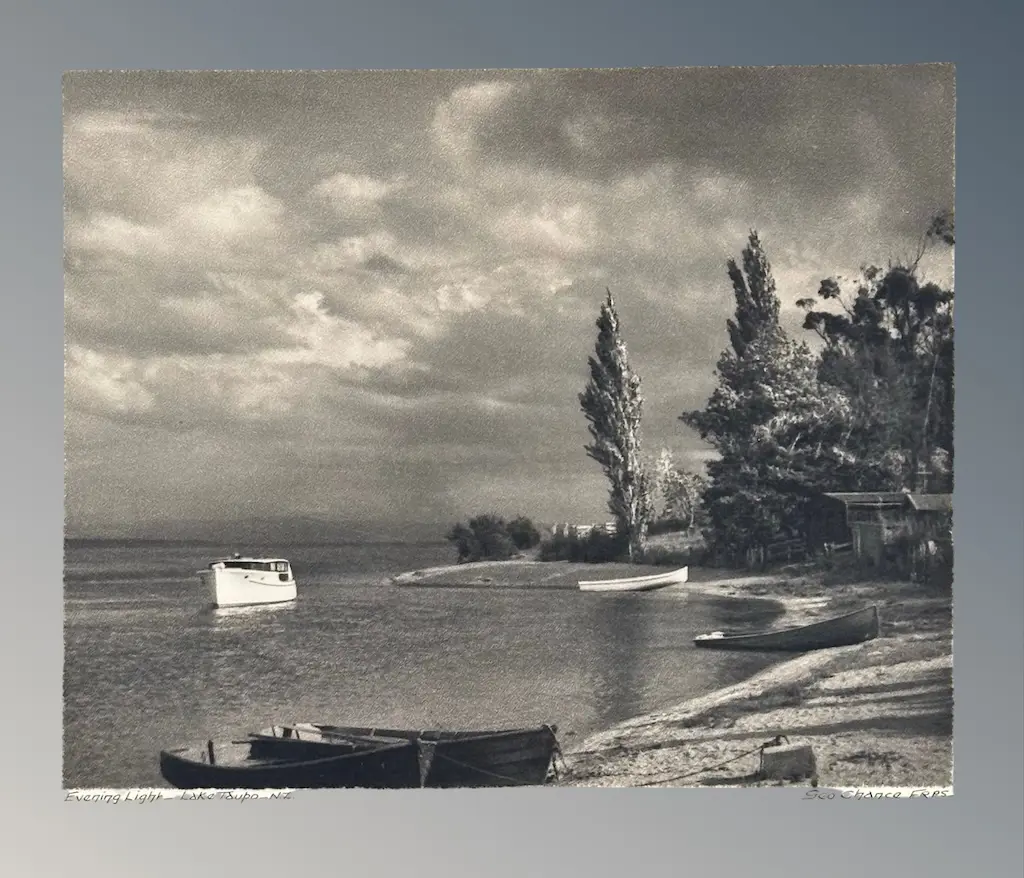 George Chance - Evening Light, Lake Taupo, photograph, 250x300mm Image 1++