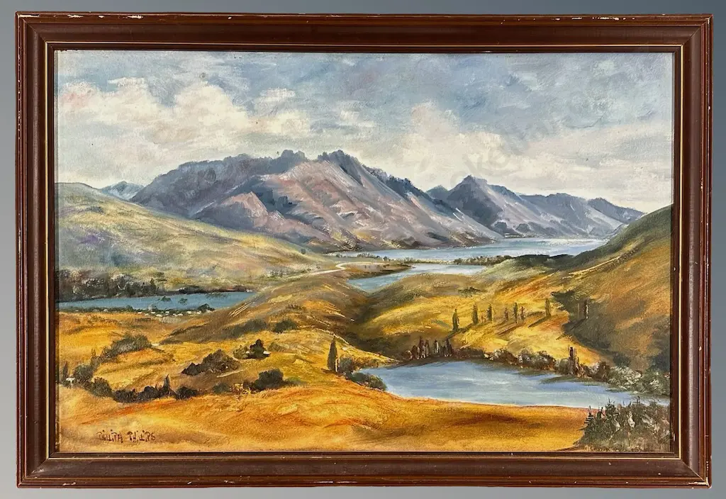 Phillipa Phillips - Lake Hayes and Wakatipu, Queenstown, oil on board, 375x570mm Image 1++