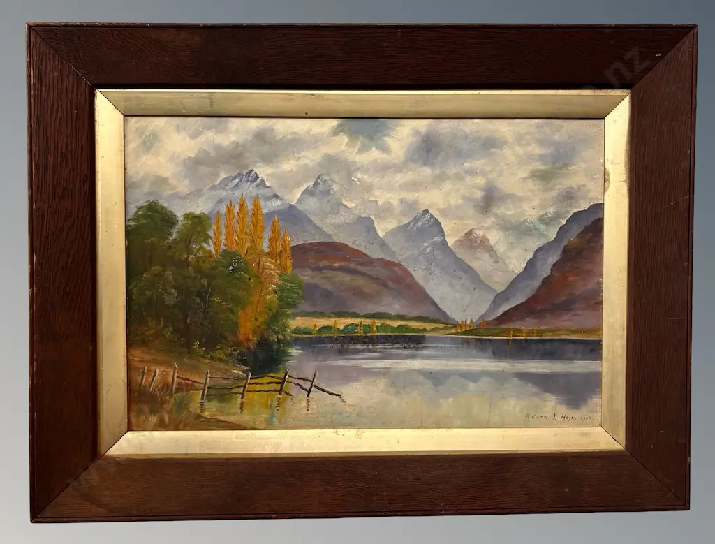 Unsigned - Autumn Lake Hayes, 1906, oil on board, 400x610mm Image 1++