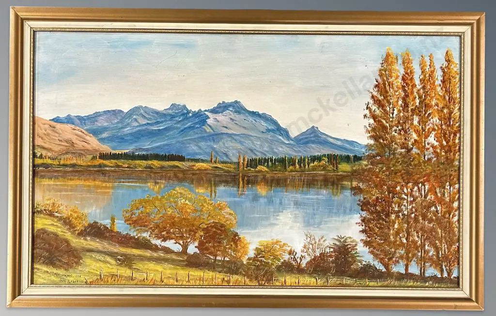 Cella Roberts - Lake Hayes, 1978, oil on board, 550x920mm Image 1++