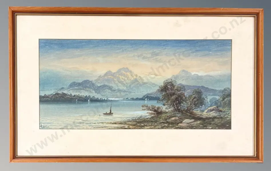 A E Earpe - Early Morning Loch Foyle, watercolour on paper, 225x485mm Image 1++