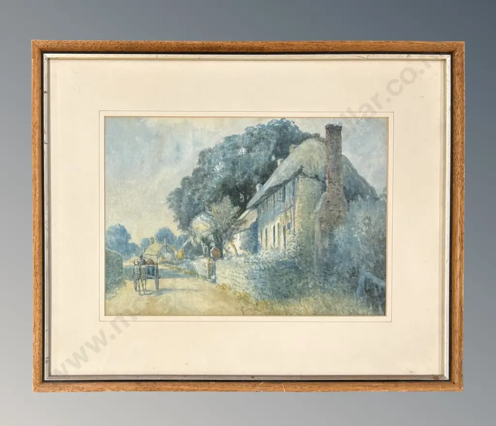 Unsigned - Cottage with Horse and Cart, watercolour on paper, 230x330mm Image 1++