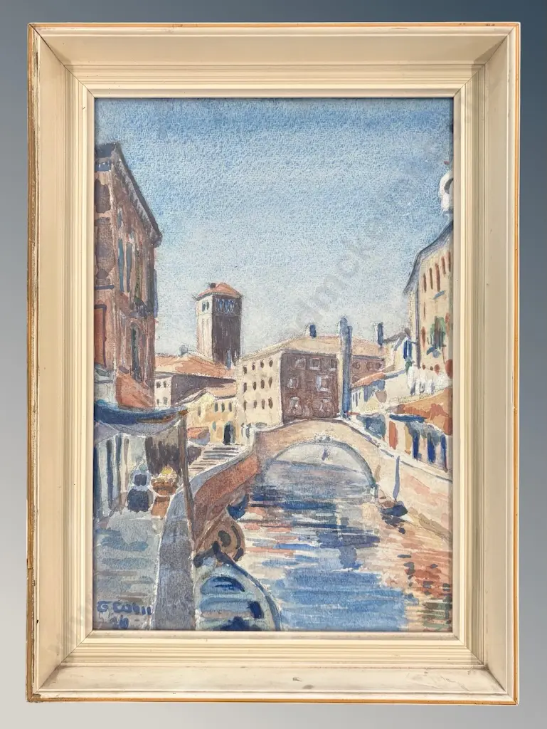Signed bottom left - Venice Canal, watercolour on paper, 330x220mm Image 1++
