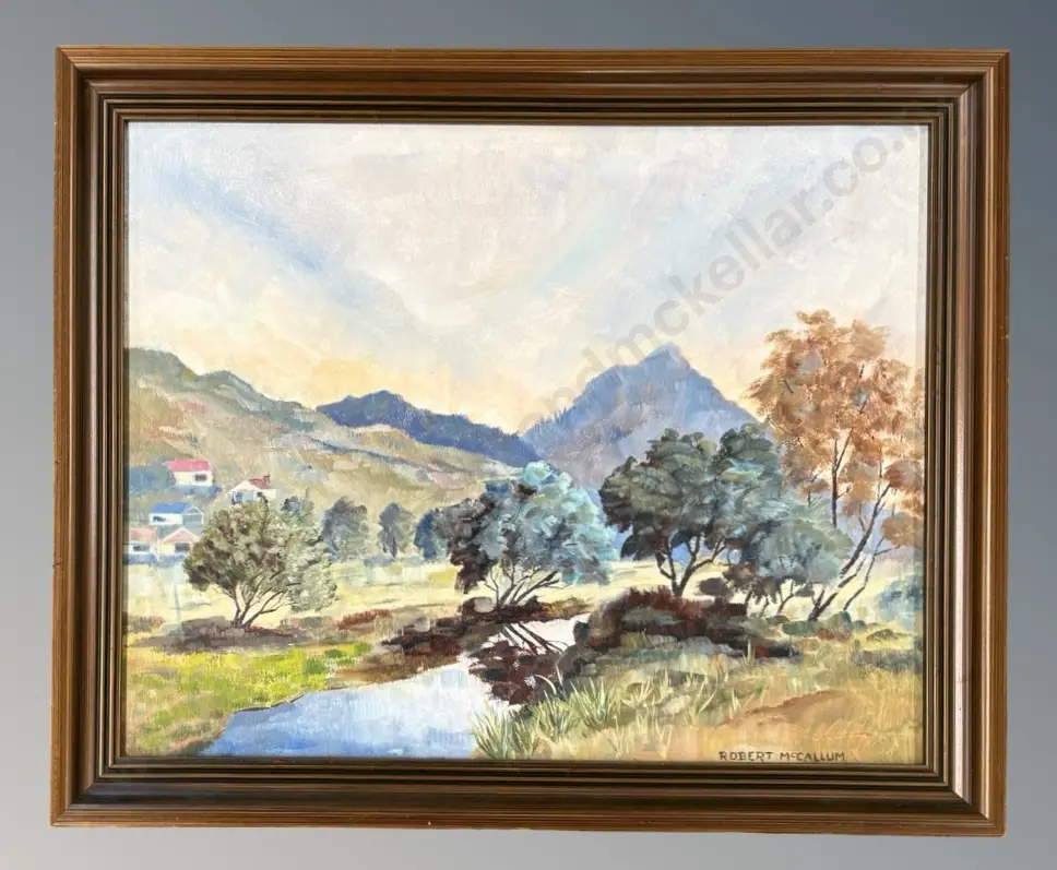 Robert McCallum - Tree Lined Stream, oil on board, 390x490mm Image 1++