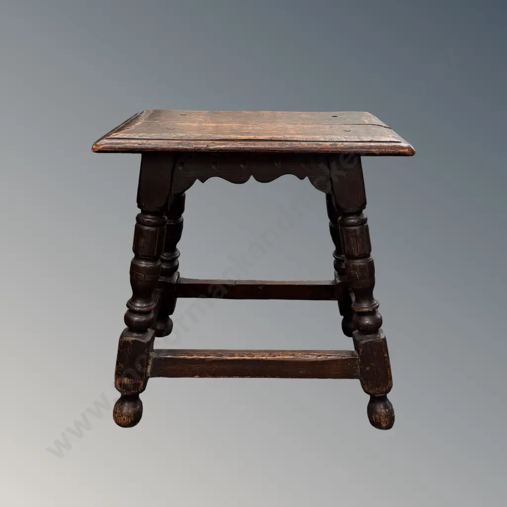 Oak Joint Stool, one dowel plug missing H47xW46xD30cm Image 1++