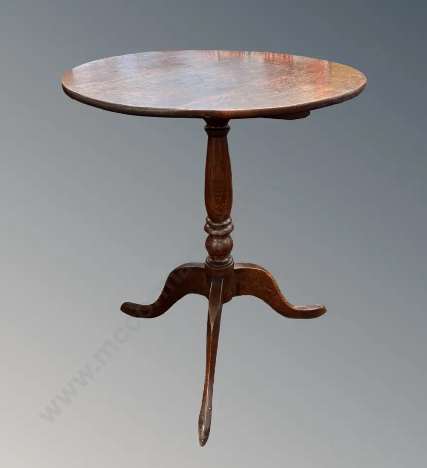 Georgian Oak Wine Table on Tripod Base, H75.5xDia62.5cm Image 1++