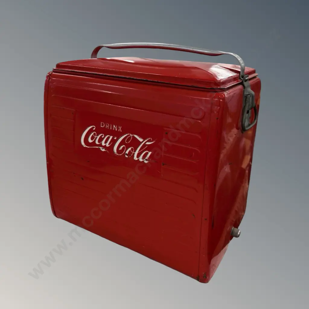 Drink Coca-Cola Advertising Enamelled Metal Cooler H45xW43xD33cm Image 1++