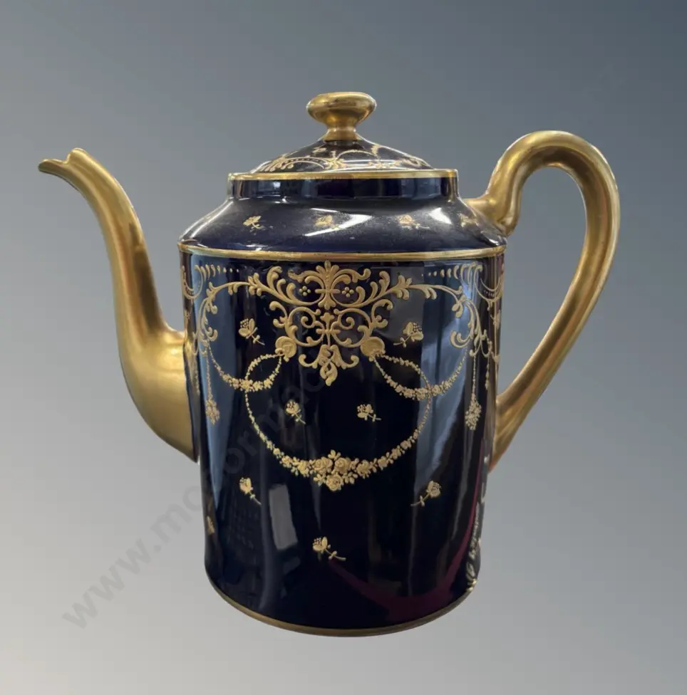 Sevres Cobalt Blue and Gilt Coffee Pot, H20cm, AF Crack to Base. Image 1++