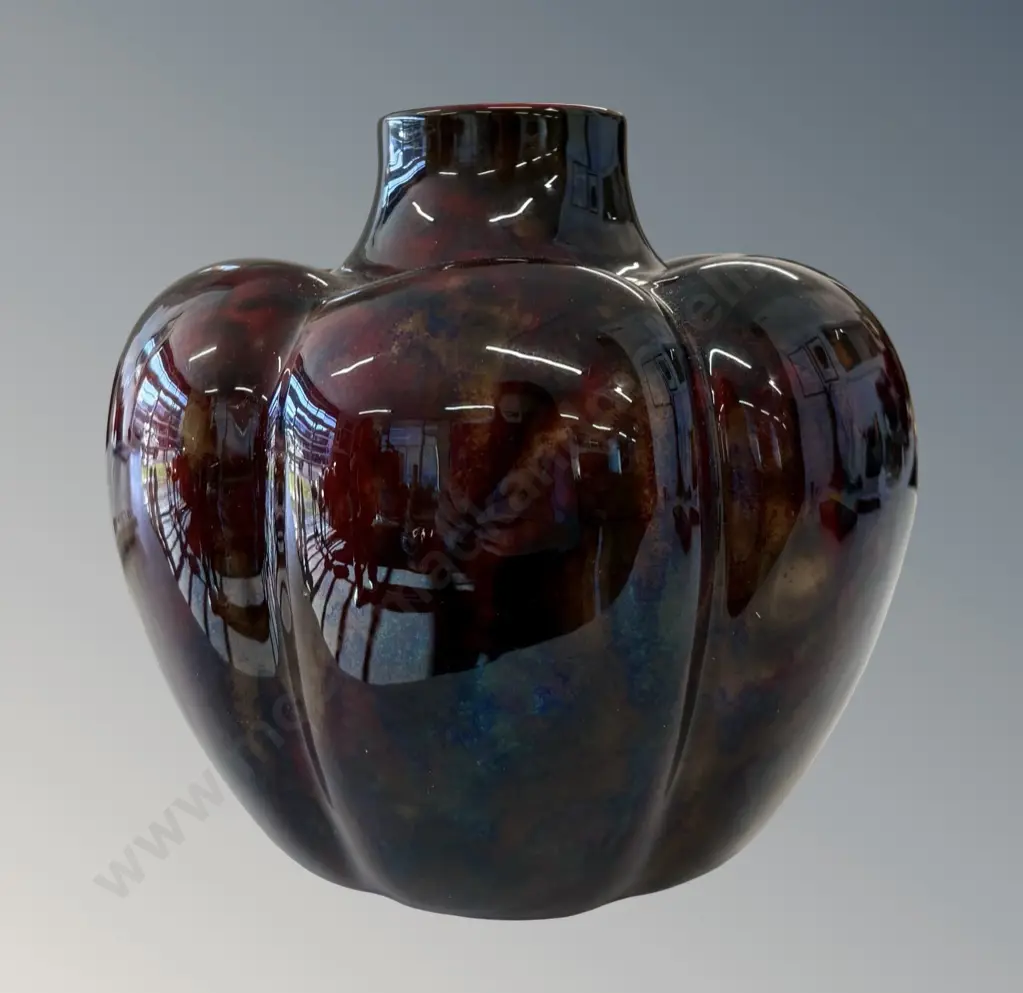 Royal Doulton Flambe Pumpkin Shaped Vase, H20cm Image 1++