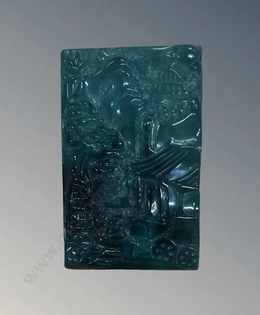 Jadeite Carved Pendant with Chinese Scene H8.5cm Image 1++
