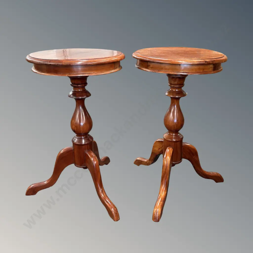 Pair of Circular Wine Tables on Pedestal Bases  H66xdia40cm Image 1++